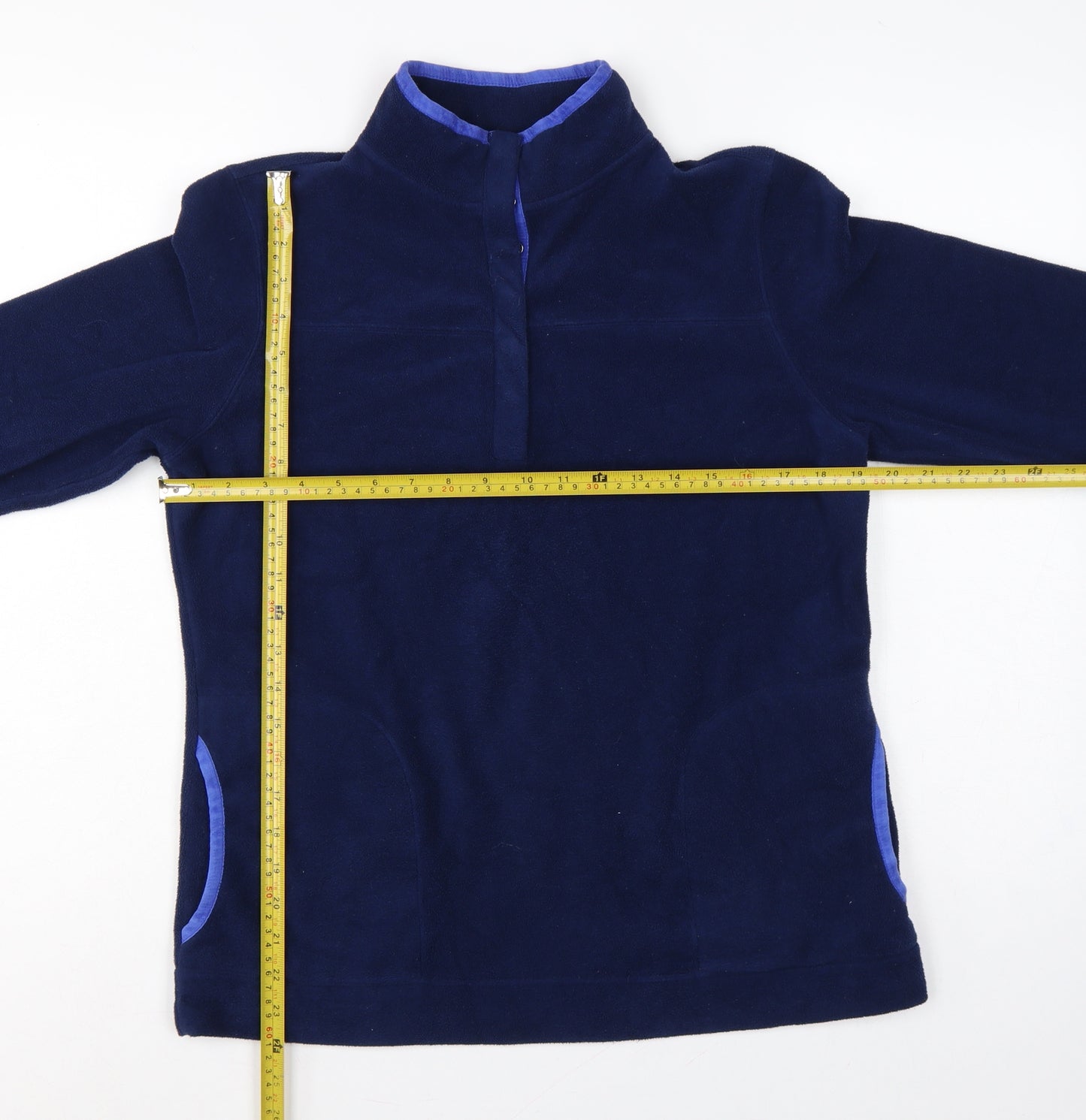 Lands' End Women Blue M Fleece 1/4 Zip High Neck Pullover Sweatshirt