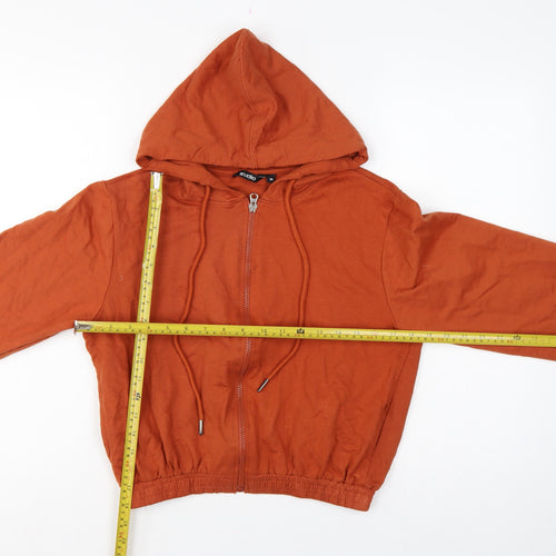 Zudio Women’s Orange M Full Zip Hooded Cotton Graphic Hoodie