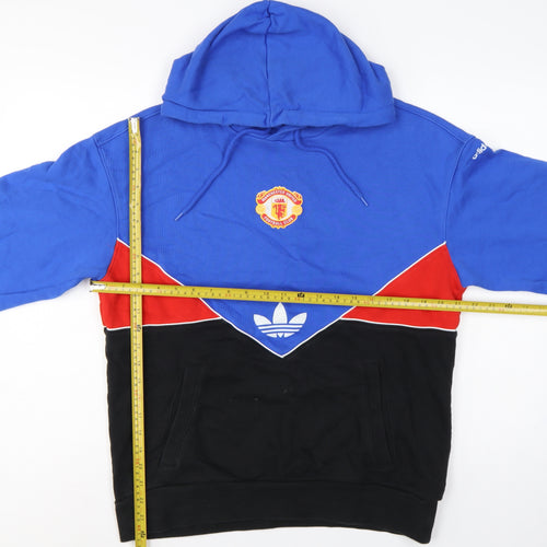 Adidas Men Blue M Manchester United Colourblock Pullover Hoodie