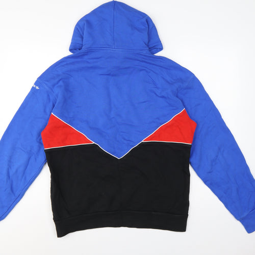 Adidas Men Blue M Manchester United Colourblock Pullover Hoodie
