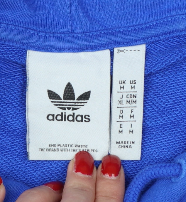 Adidas Men Blue M Manchester United Colourblock Pullover Hoodie