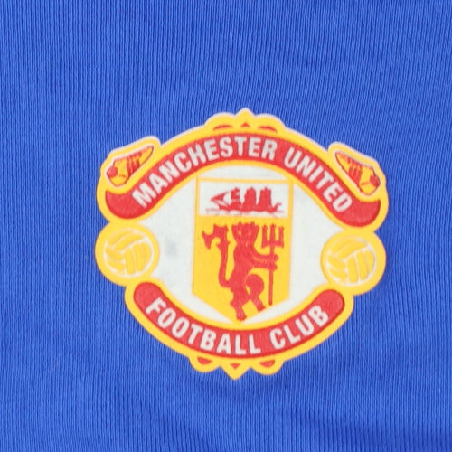 Adidas Men Blue M Manchester United Colourblock Pullover Hoodie