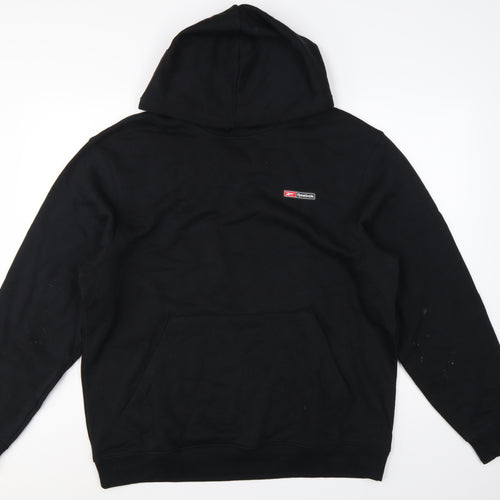 Reebok Men’s Black L Pullover Hoodie Logo Sports Kangaroo Pocket