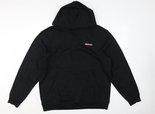 Reebok Men’s Black L Pullover Hoodie Logo Sports Kangaroo Pocket