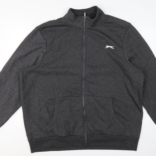 Slazenger Men’s Grey 2XL Full Zip Fleece Sweatshirt Sports Logo