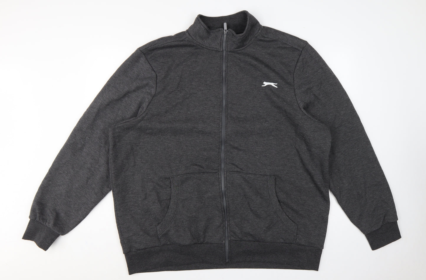 Slazenger Men’s Grey 2XL Full Zip Fleece Sweatshirt Sports Logo