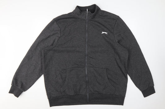 Slazenger Men’s Grey 2XL Full Zip Fleece Sweatshirt Sports Logo