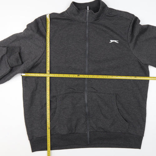 Slazenger Men’s Grey 2XL Full Zip Fleece Sweatshirt Sports Logo