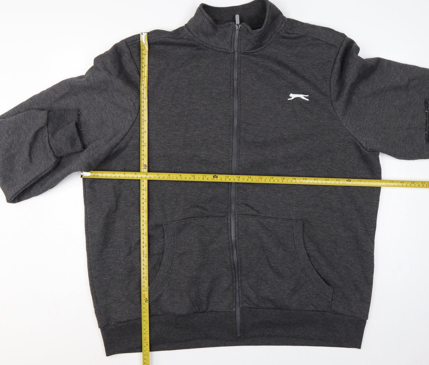 Slazenger Men’s Grey 2XL Full Zip Fleece Sweatshirt Sports Logo