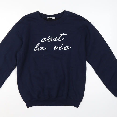 Oasis Women’s Blue S C’est La Vie Graphic Pullover Sweatshirt