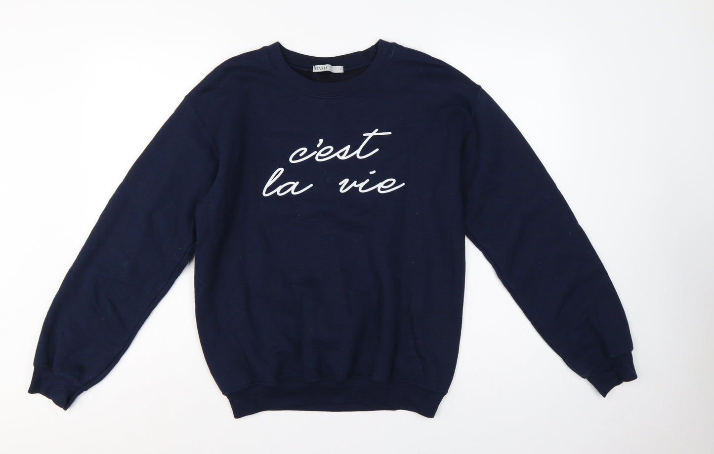 Oasis Women’s Blue S C’est La Vie Graphic Pullover Sweatshirt