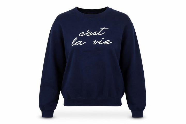 Oasis Women’s Blue S C’est La Vie Graphic Pullover Sweatshirt