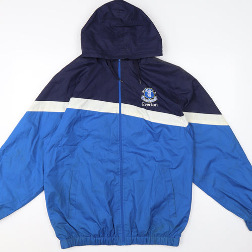 Everton FC Mens Blue M Hooded Full Zip Football Windbreaker Jacket