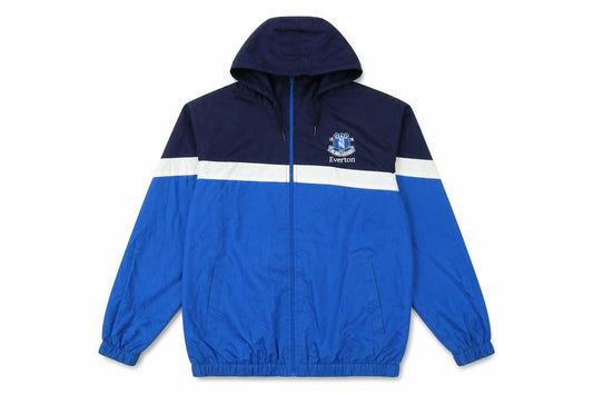 Everton FC Mens Blue M Hooded Full Zip Football Windbreaker Jacket