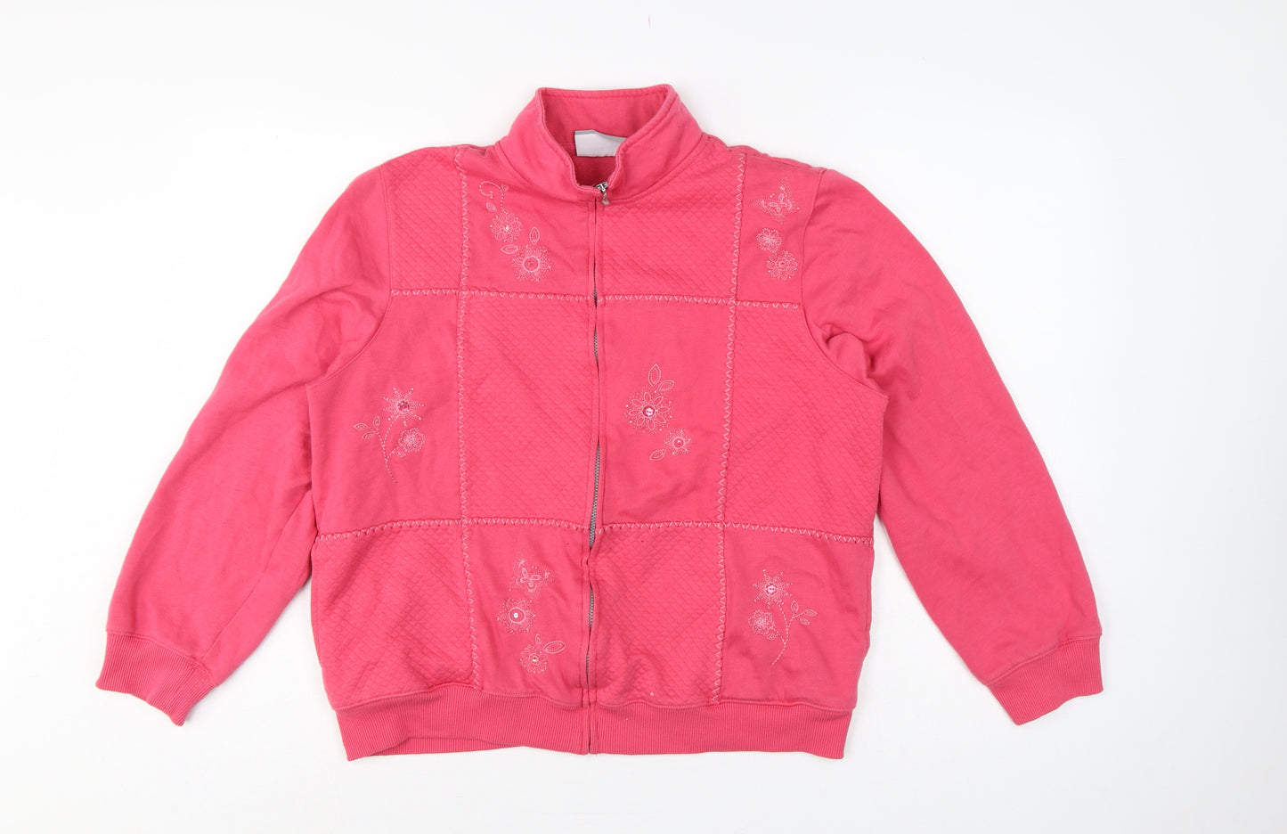 Alfred Dunner Women Pink UK 18 Petite Full Zip Floral Sweatshirt