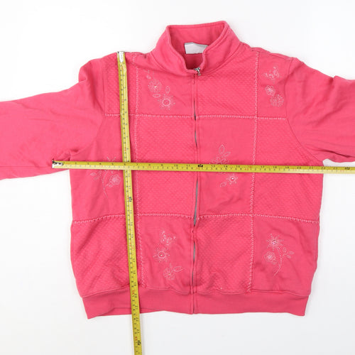 Alfred Dunner Women Pink UK 18 Petite Full Zip Floral Sweatshirt