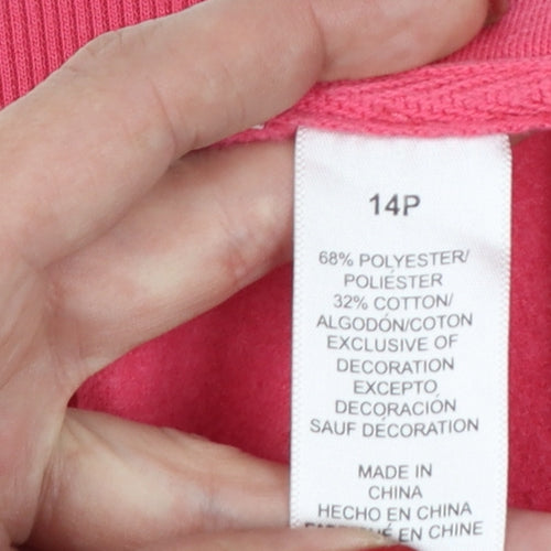 Alfred Dunner Women Pink UK 18 Petite Full Zip Floral Sweatshirt