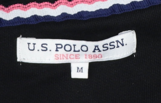 U.S. Polo Assn. Women Black M Hooded Jumper Dress Logo Pocket