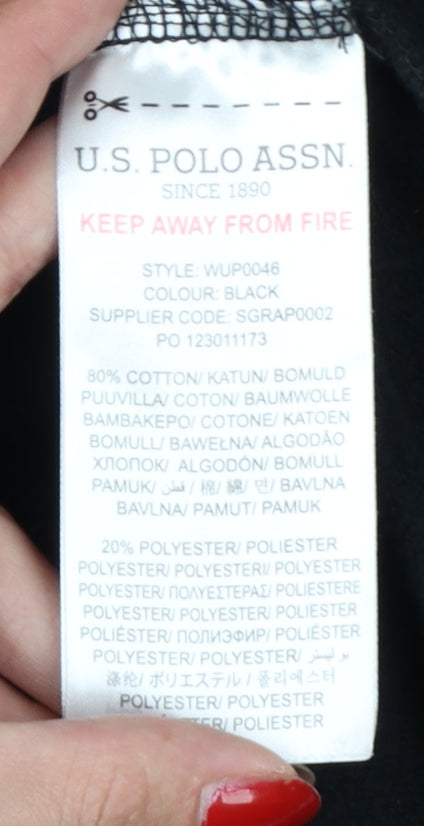 U.S. Polo Assn. Women Black M Hooded Jumper Dress Logo Pocket