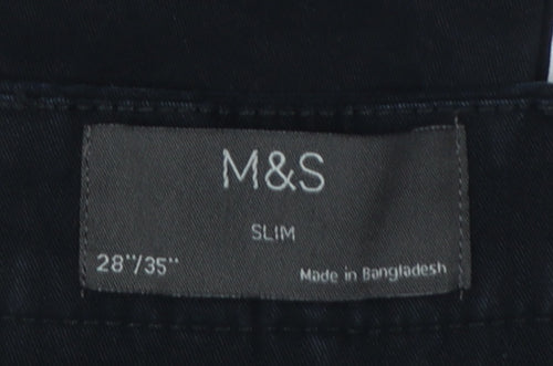 Marks and Spencer Men's Black 28/35 Slim Stretch Chino Trousers
