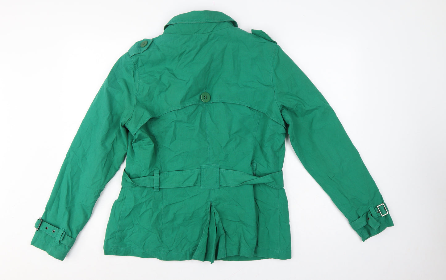 Marks & Spencer Women’s Green UK 14 Belted Cotton Linen Trench Jacket