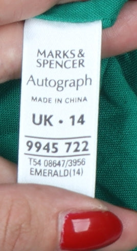 Marks & Spencer Women’s Green UK 14 Belted Cotton Linen Trench Jacket