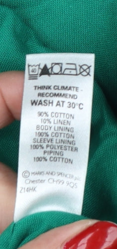 Marks & Spencer Women’s Green UK 14 Belted Cotton Linen Trench Jacket