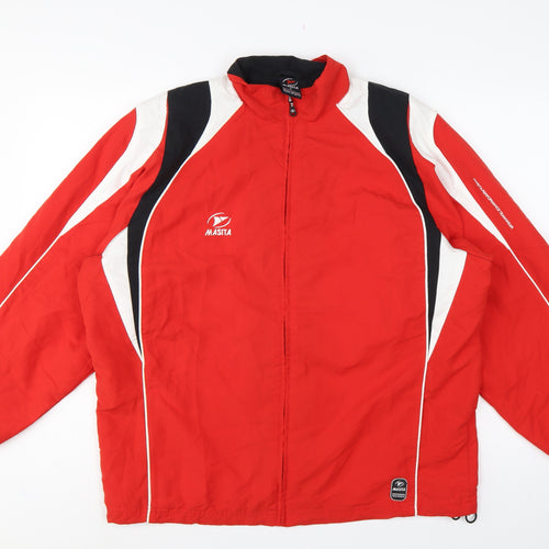 Masita Men's Red S Track Jacket Full Zip Colourblock Team Sports