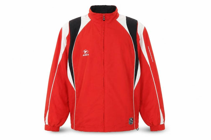 Front view of Masita Men's Red S Track Jacket Full Zip Colourblock Team Sports
