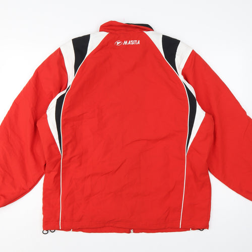 Masita Men's Red S Track Jacket Full Zip Colourblock Team Sports