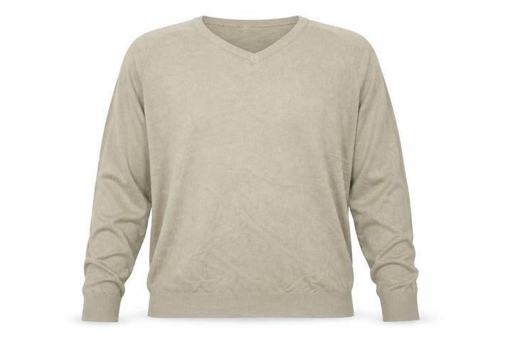 Marks and Spencer Men's Beige XL Ramie V-Neck Lightweight Pullover Jumper
