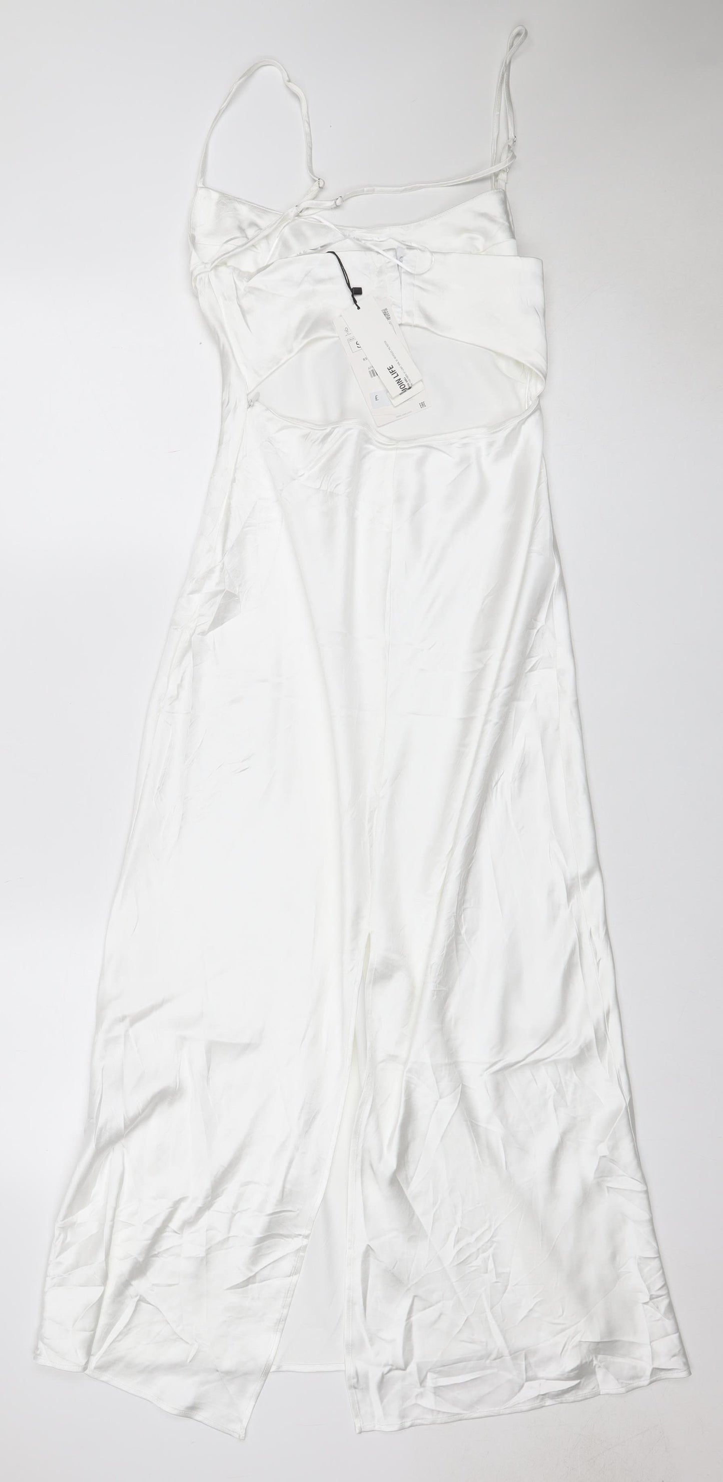 Zara Women White S Long Satin Halter Backless Slip Dress