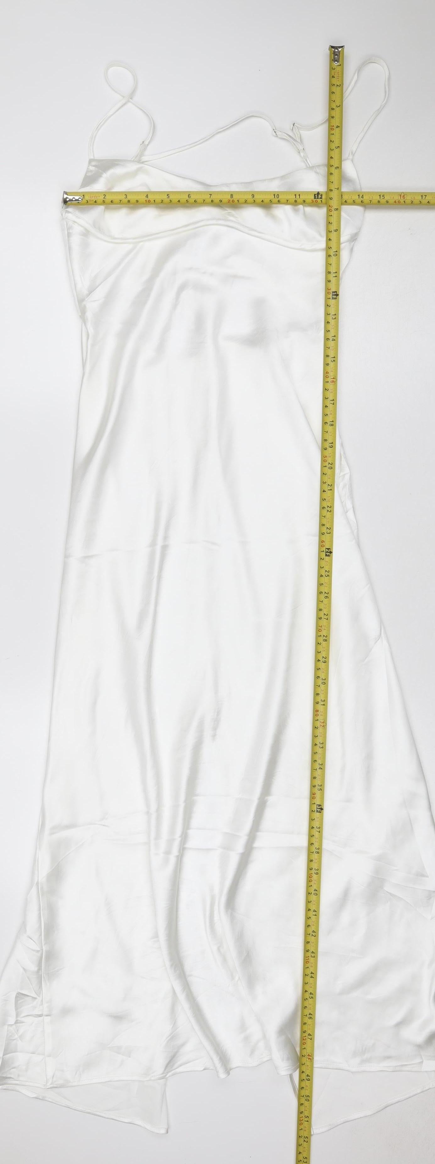 Zara Women White S Long Satin Halter Backless Slip Dress