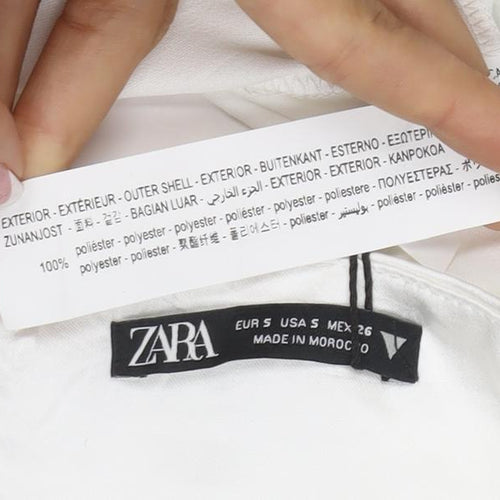 Zara Women White S Long Satin Halter Backless Slip Dress