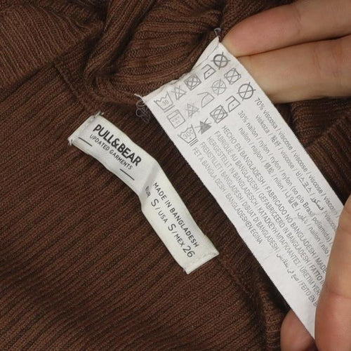 Pull&Bear Women’s Brown Rib Knit V-Neck Button Cardigan Size S