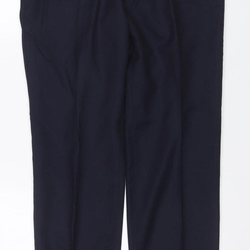 Alfred Brown Mens Blue 34R Wool Leonard Jay Dress Trousers