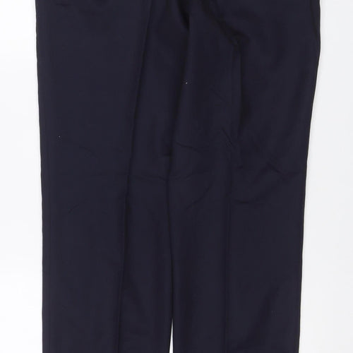 Alfred Brown Mens Blue 34R Wool Leonard Jay Dress Trousers