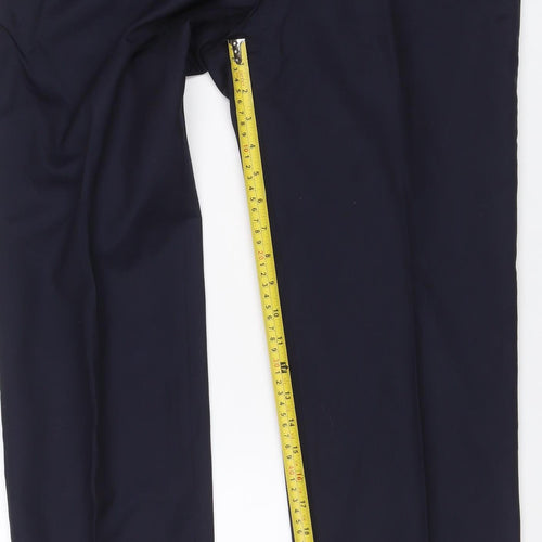 Alfred Brown Mens Blue 34R Wool Leonard Jay Dress Trousers