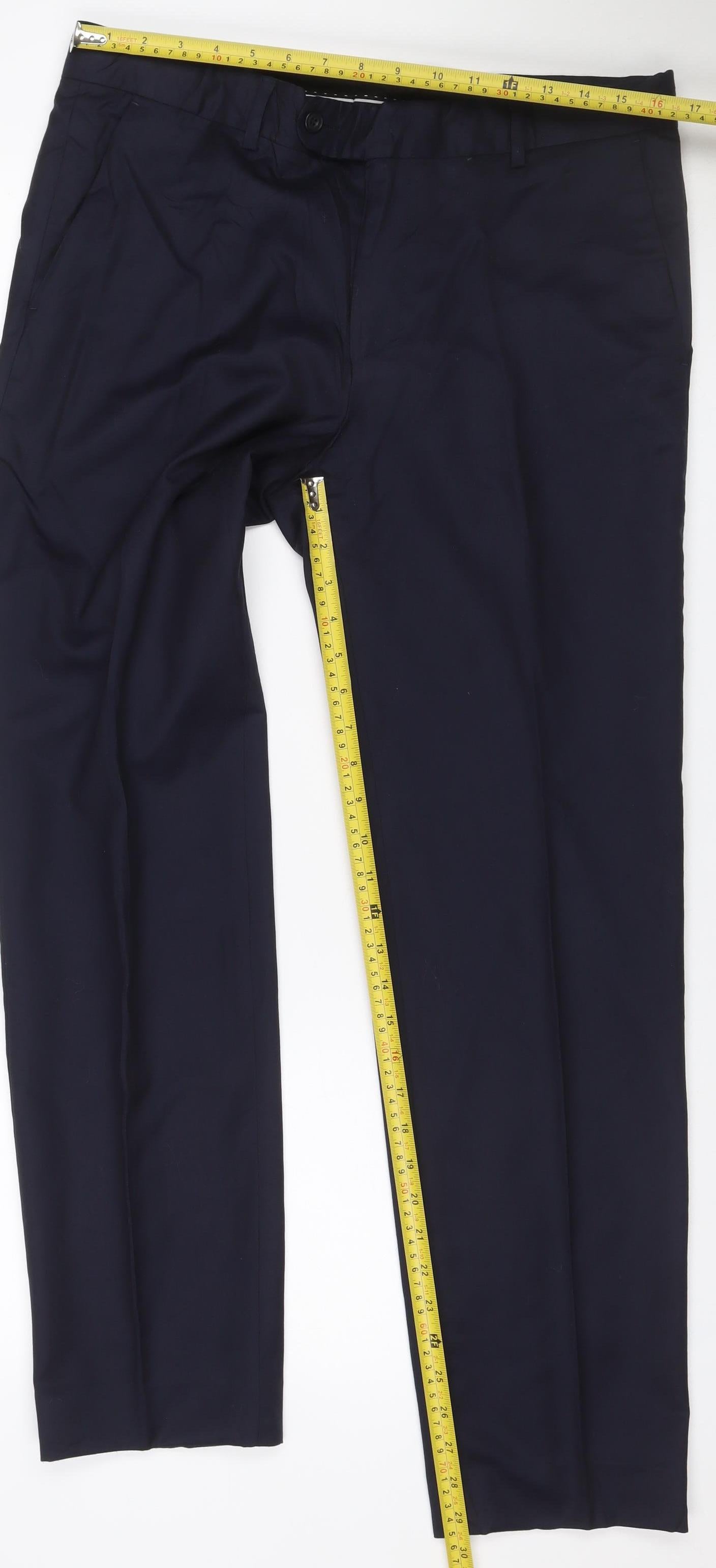 Alfred Brown Mens Blue 34R Wool Leonard Jay Dress Trousers