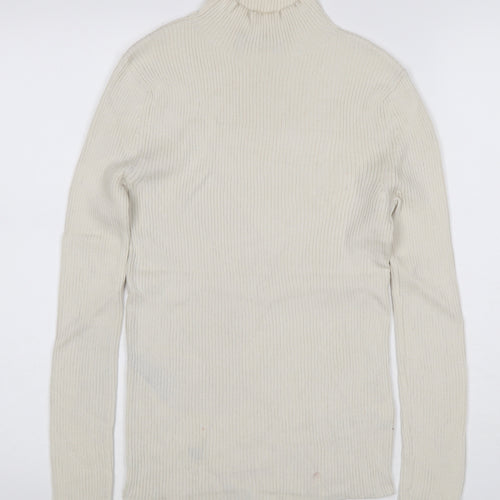 Marks and Spencer Women's Ivory Size 8 Ribbed Roll Neck Jumper