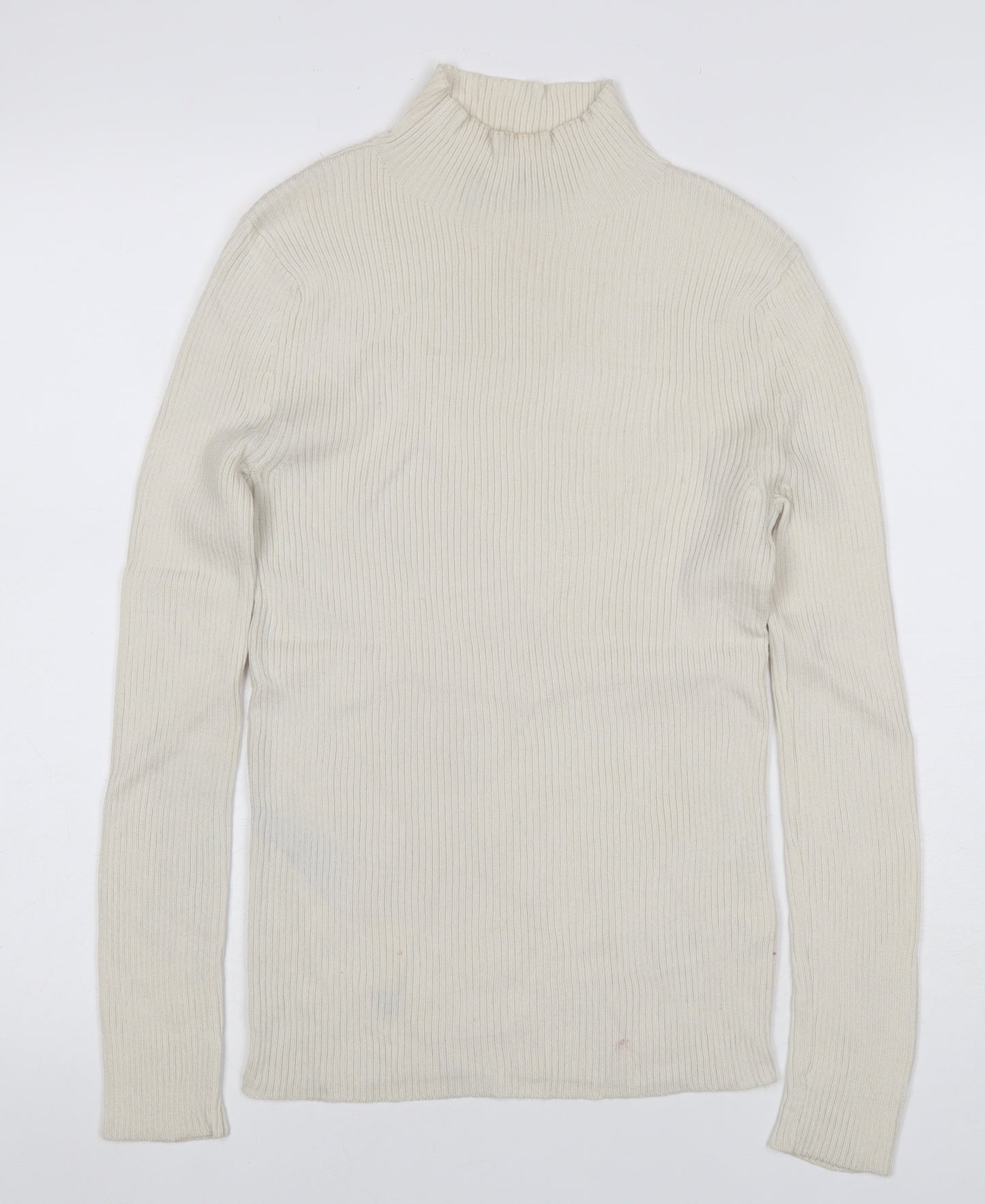 Marks and Spencer Women's Ivory Size 8 Ribbed Roll Neck Jumper