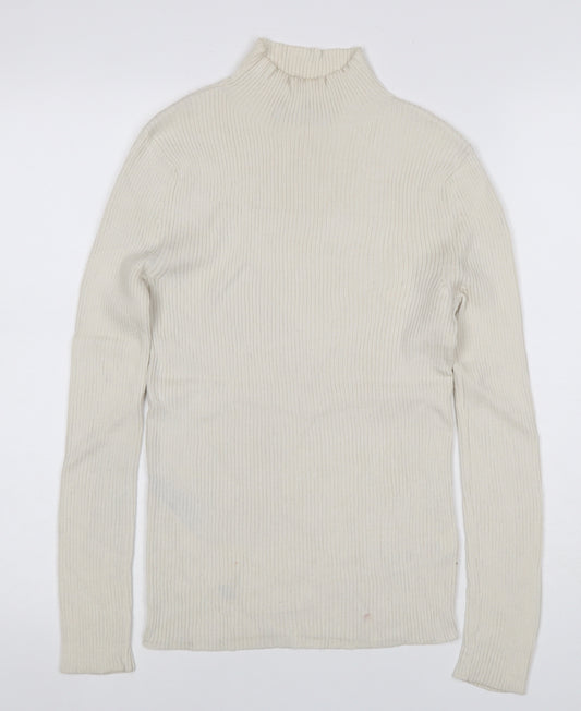 Marks and Spencer Women's Ivory Size 8 Ribbed Roll Neck Jumper