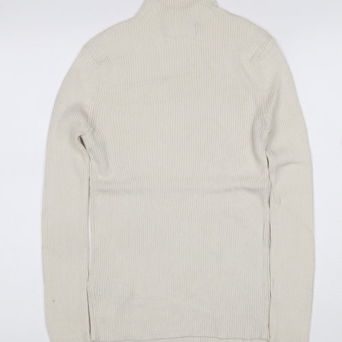 Marks and Spencer Women's Ivory Size 8 Ribbed Roll Neck Jumper