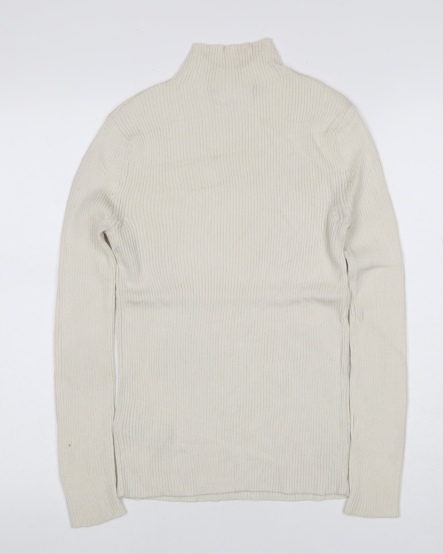 Marks and Spencer Women's Ivory Size 8 Ribbed Roll Neck Jumper