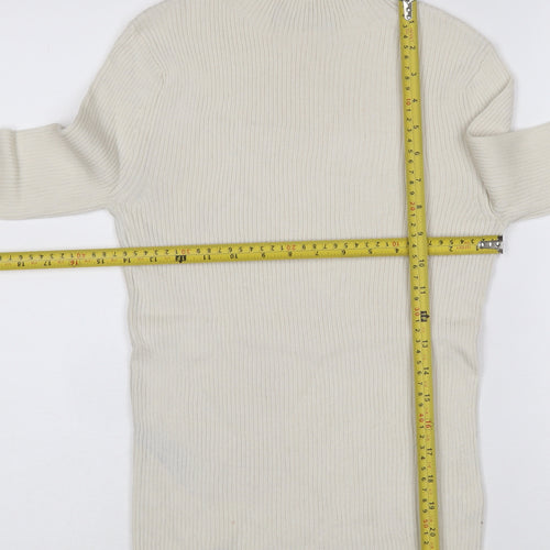 Marks and Spencer Women's Ivory Size 8 Ribbed Roll Neck Jumper
