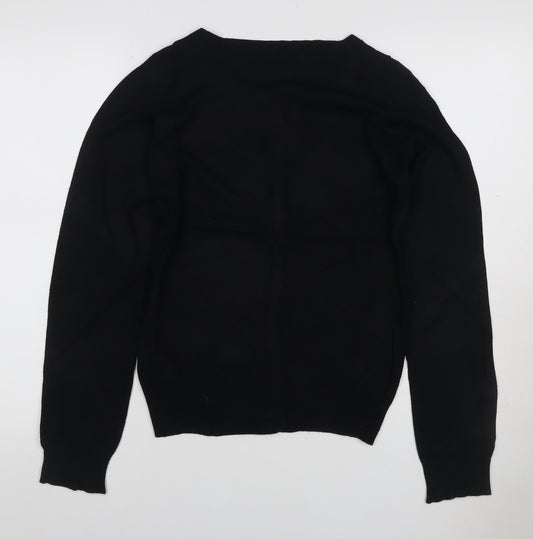 Dorothy Perkins Women Black UK 10 Button Knit Cardigan Long Sleeve