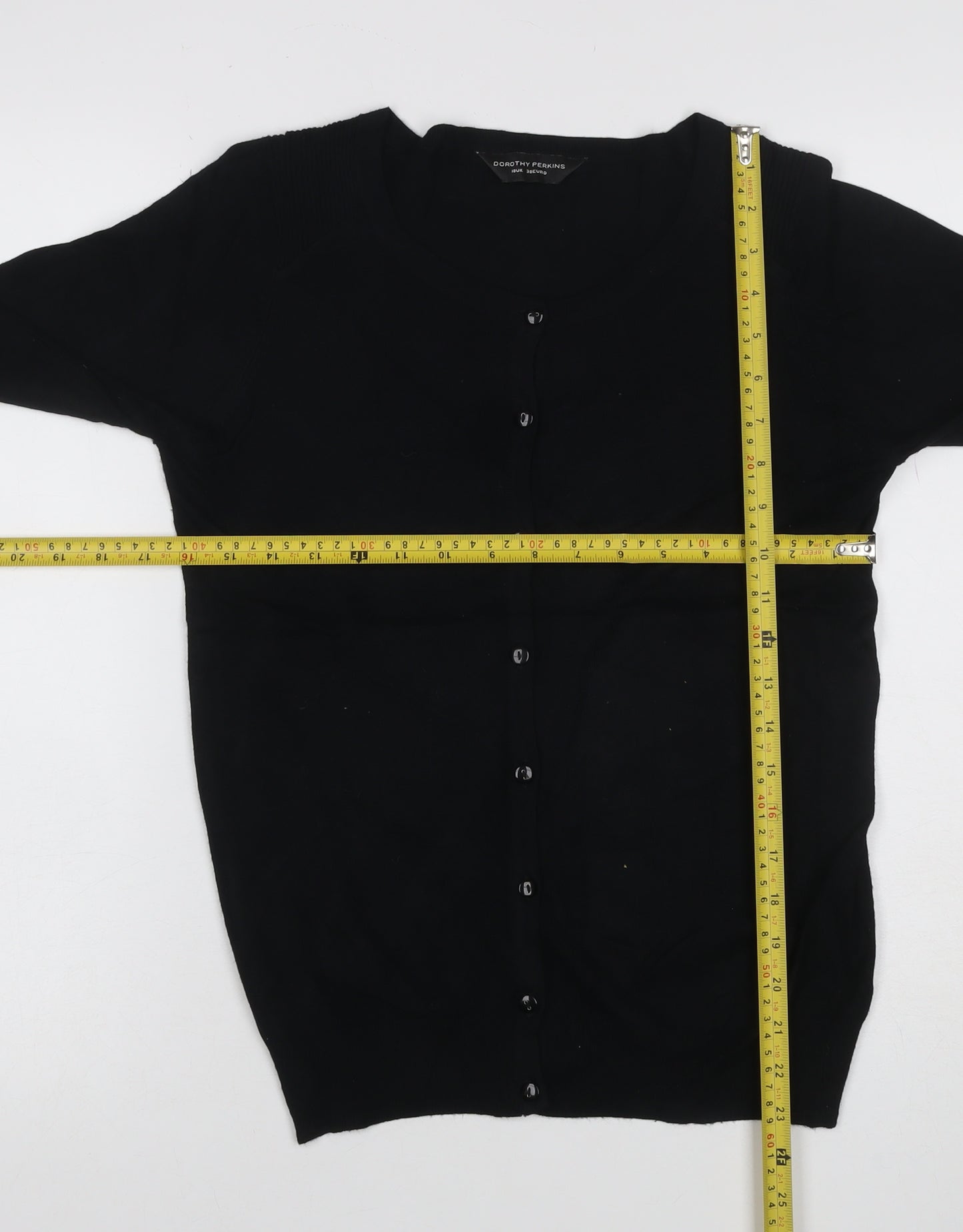 Dorothy Perkins Women Black UK 10 Button Knit Cardigan Long Sleeve