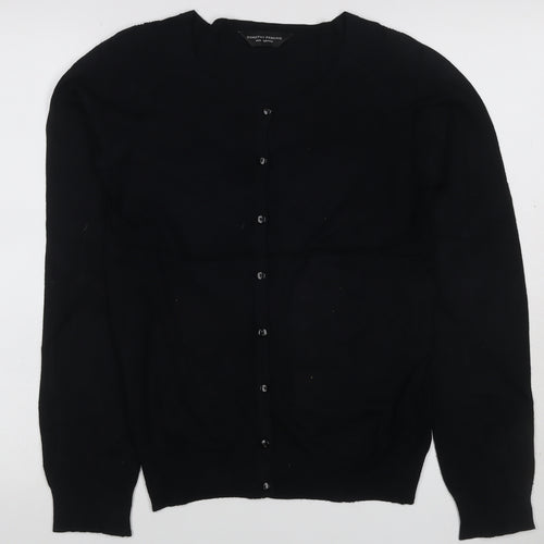 Dorothy Perkins Women Black UK 10 Button Knit Cardigan Long Sleeve