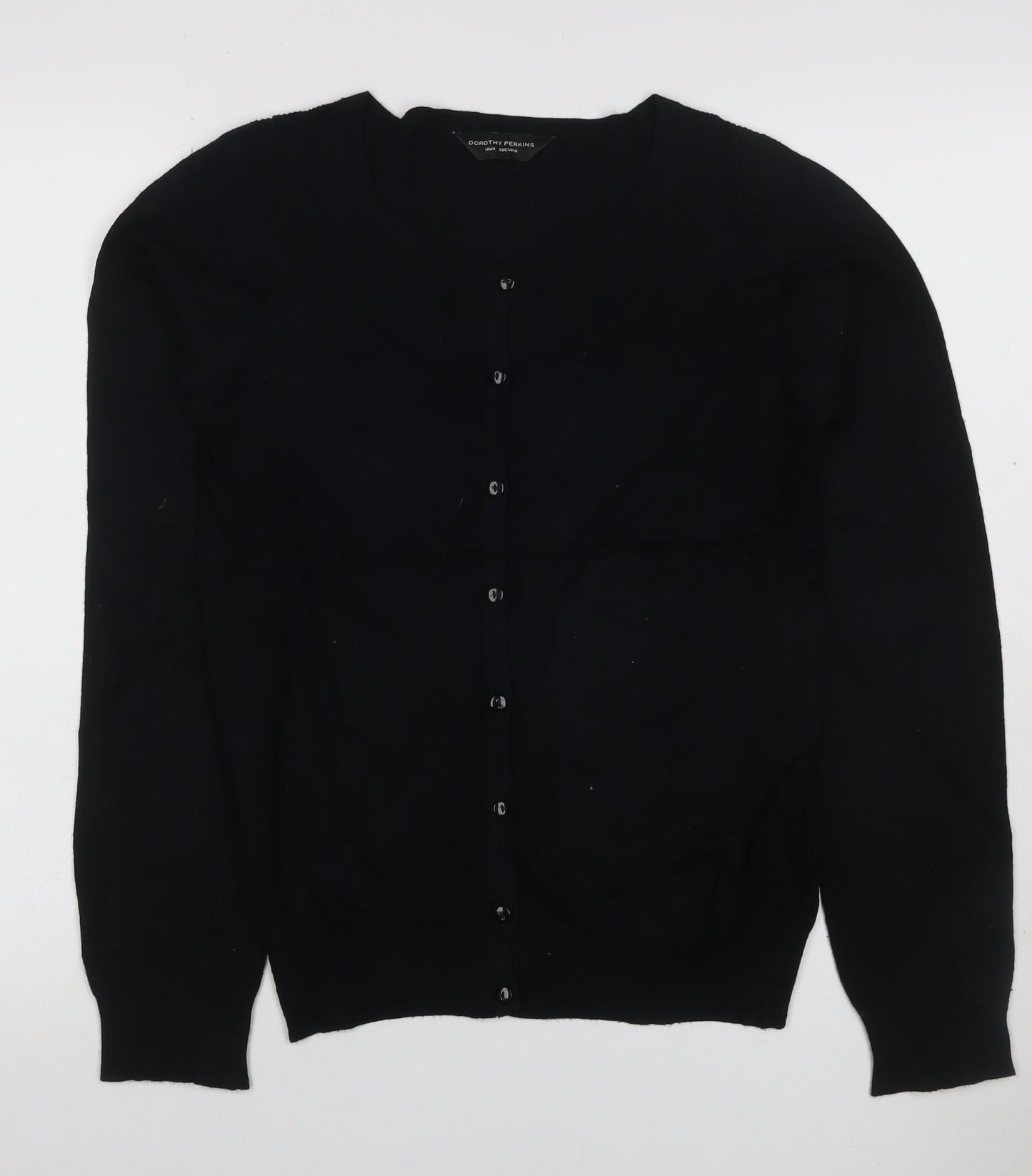 Dorothy Perkins Women Black UK 10 Button Knit Cardigan Long Sleeve