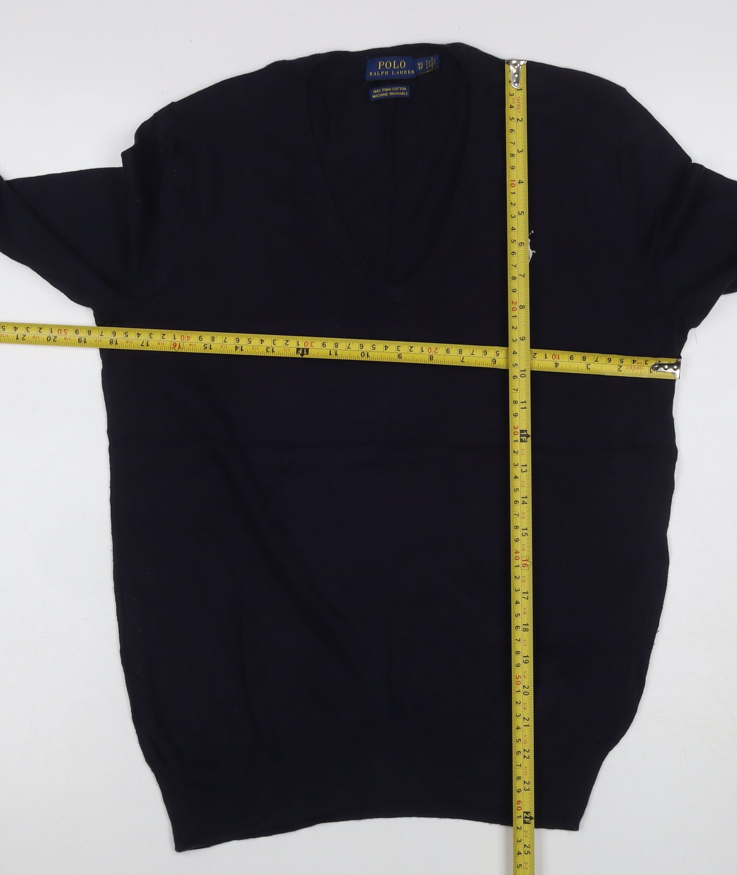 Polo Ralph Lauren Women’s Black XS V-Neck Cotton Knit Jumper